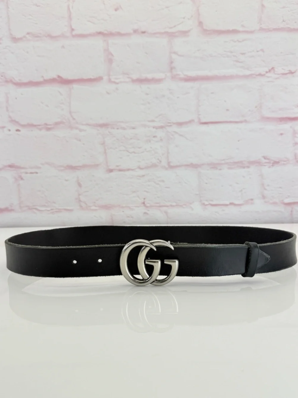 Gucci Marmont Belt in black and silver GG Marmont belt in black leather | GUCCI® US main image 4